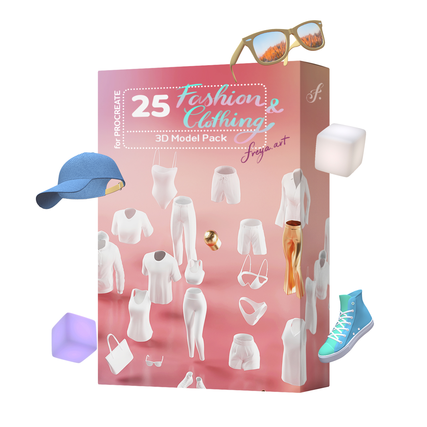 25 extra models Clothing - 2 - white Procreate 3D Model pack: Fashion and clothing (Commercial license incl.)