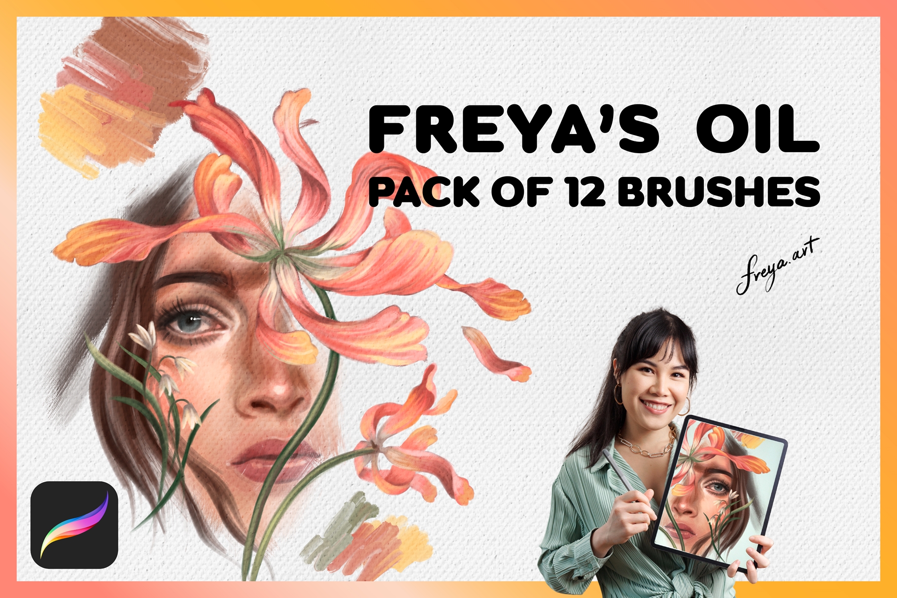 Oil Brushes Procreate | Freya's Oil Pack of 12 Brushes