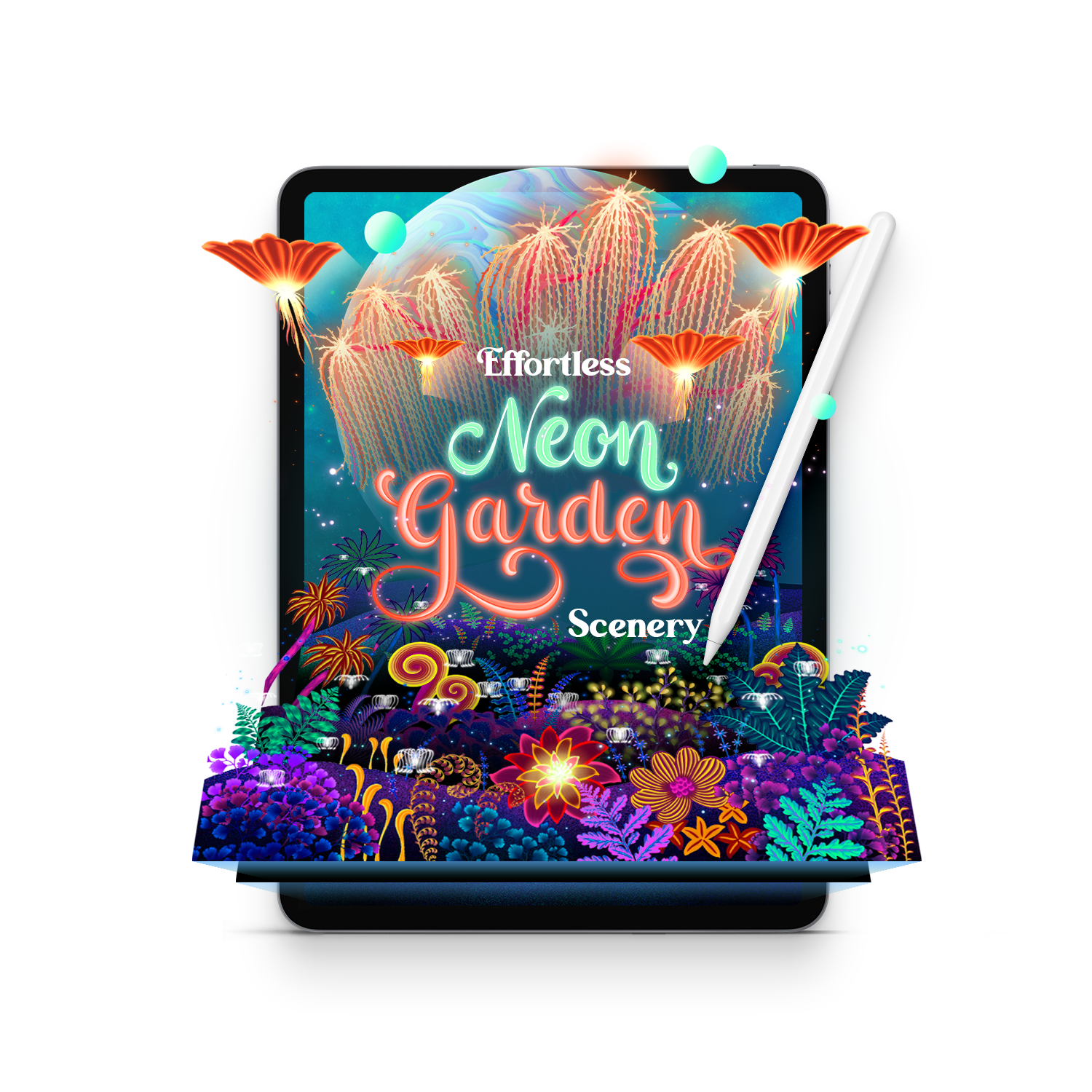 Effortless Neon Garden Scenery