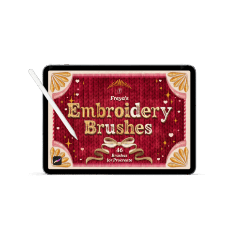 Hero image - Embroidery brush set Freya's Embroidery Brushes for Procreate